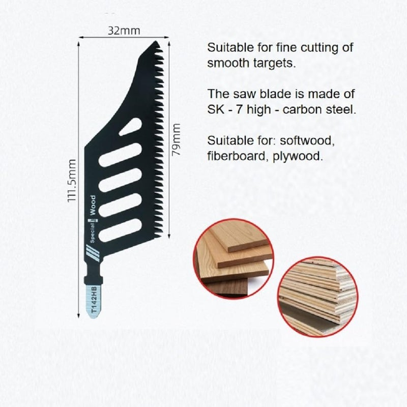 acclookss Special Wood T142HB Jigsaw Blades, Black, Steel Construction, Special-Shaped Design for Wood Cutting, 5 Pack - Image 3